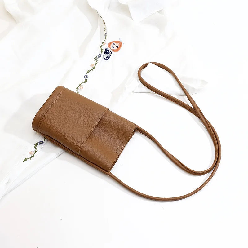 Modisch Handy Tasche Frauen 2025 - Crossbody Klein PU Leder Tasche - Neu Fashion Vielseitig Minimalist Unisex Shopping Phone Tasche