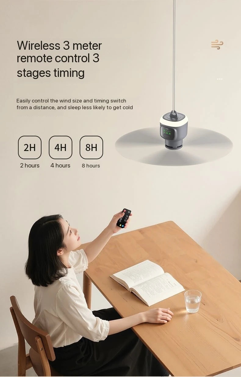 New Remote Control Mini Ceiling Fan USB Wireless Cooling Fan 12000mAh Portable LED Night Light Camping Fan with USB Ceiling Fan