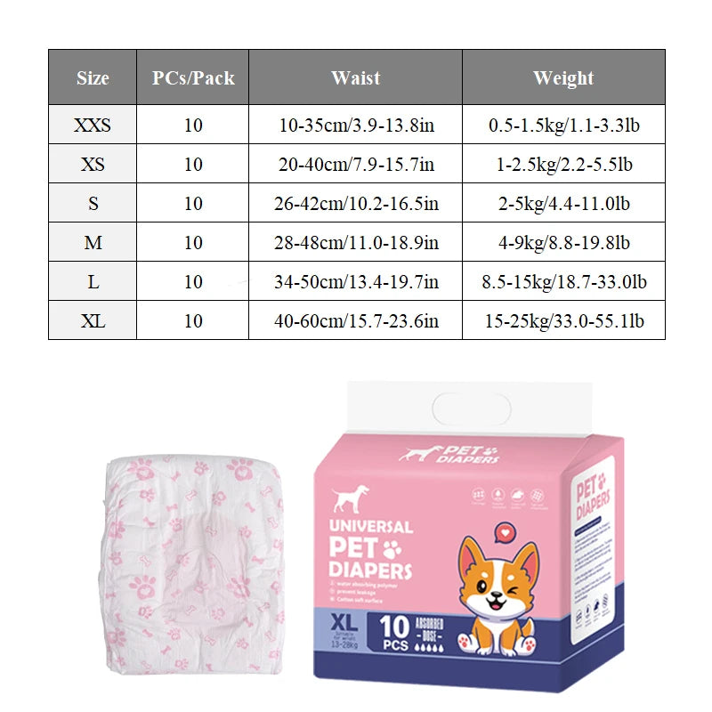 pawstrip 3PH20993 Einweg-Hundewindel - atmungsaktiv 10/12