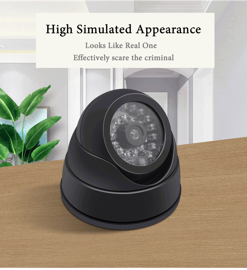 Attrappe-Kamera 2025: Creative Black Plastic Dome CCTV - Flashing LED Fake Camera AA Battery Collection