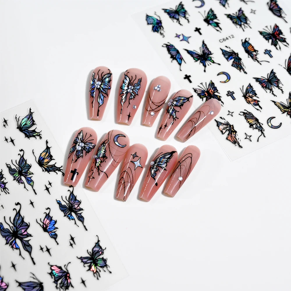 MAFANAILS Y2K Holo Schmetterlinge - 12er Selbstklebend