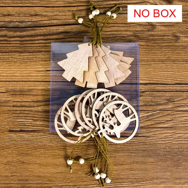 TissyChoice KH-035 Weihnachtsanhänger - 12 Stück Naturholz Ohne-Box