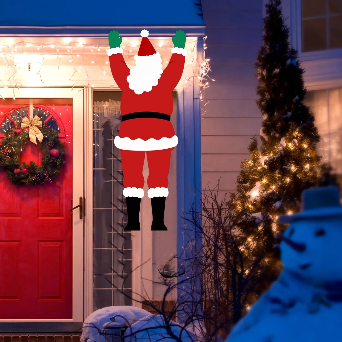 1pc Santa Claus Climbing Wall Hanging Decoration Christmas Outdoor Ornament Festive Party Decoration Polyester Hanging Cloth