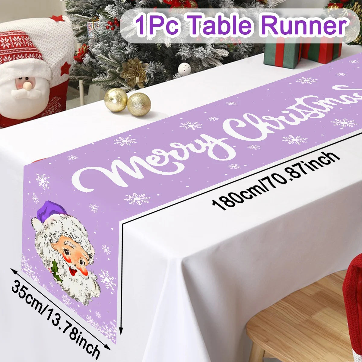 Pink Christmas Table Runner Snowman Santa Claus Merry Christmas Decorations For Home 2025 Navidad Noel Gift New year Tablecloth