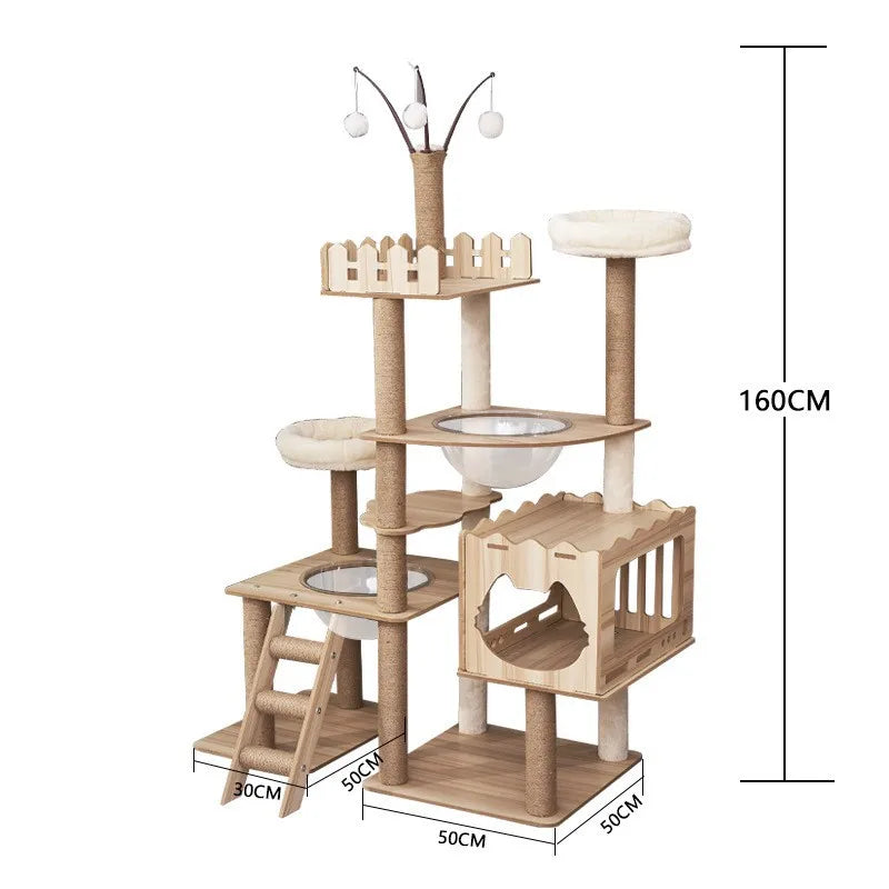 Großer Holz Katzenbaum Mit Raum Pod Multi-Level Katzen Turm & Kratzbäume Langlebig Katzen Möbel Für Indoor Katzen Katzen Spielzeug