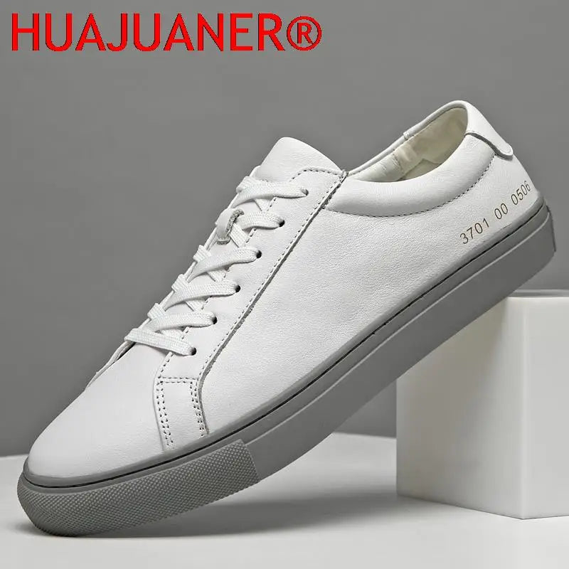 Mens Sneakers Genuine Leather Casual Outdoor Shoes Non-Slip Breathable Luxury Brand Footwear Top Quality Handmade White Shoe Men