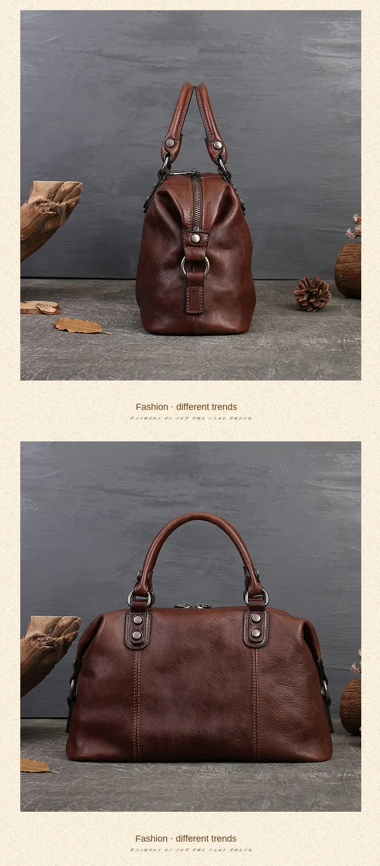 women genuine leather tote bag classic cowhide shoulder handbag with zipper