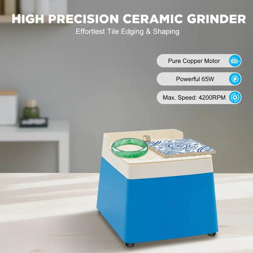 Blauer Glas-Schleifer, Elektrischer Mini-Schleifer, Glas-Keramik-Schleifmaschine für DIY-Handwerk, Diamantkopf-Glätterkantenwerkzeug