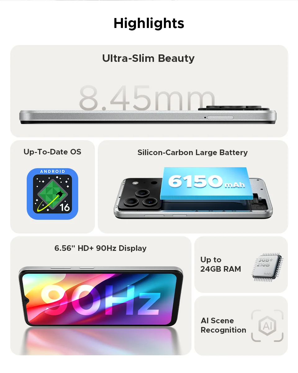 DOOGEE Note 56 Großer Akku - 6150 mAh, 6,56 Zoll Display, 90 Hz