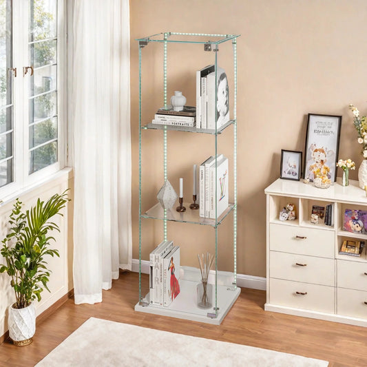 Anajqaqia Glasvitrine 123,3×39,8×35 cm LED-Beleuchtung 1 Tür