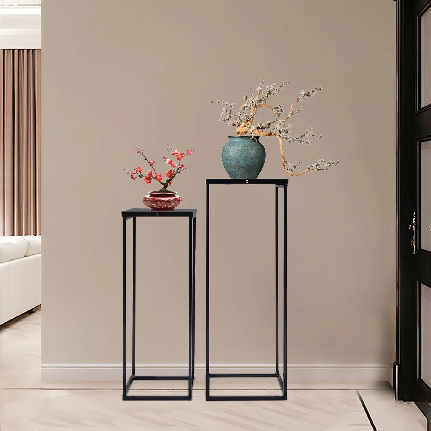 Bymaocar Pflanzenständer-Set 70/60 cm Metall Tragfähigkeit 4-5 kg