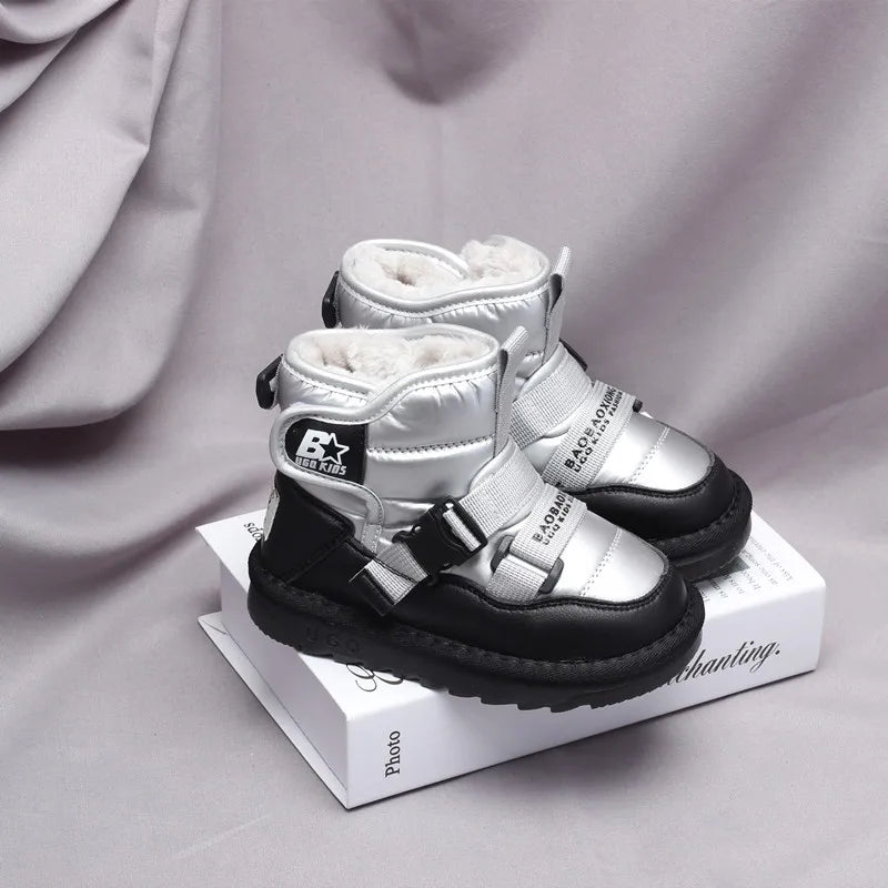 Kinder Winter 2022 neue Schneeschuhe plus samt verdickende Jungen und Mädchen Baumwoll schuhe wasserdicht rutsch fest