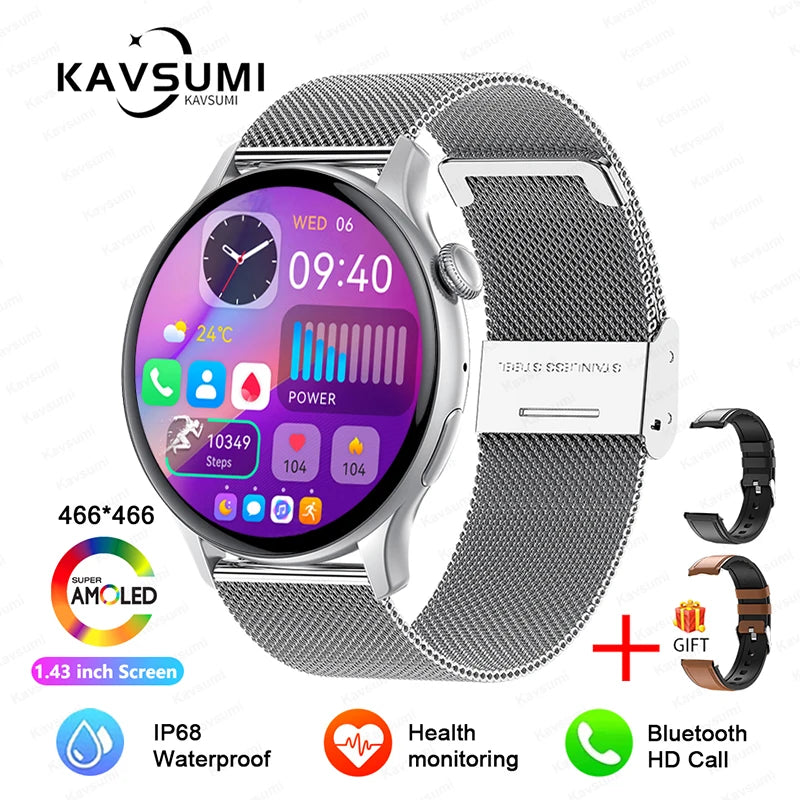 NFC Smartwatch AMOLED HD GPS - 220–300 mAh, 1,43 Zoll Display, 5 Tage Akku