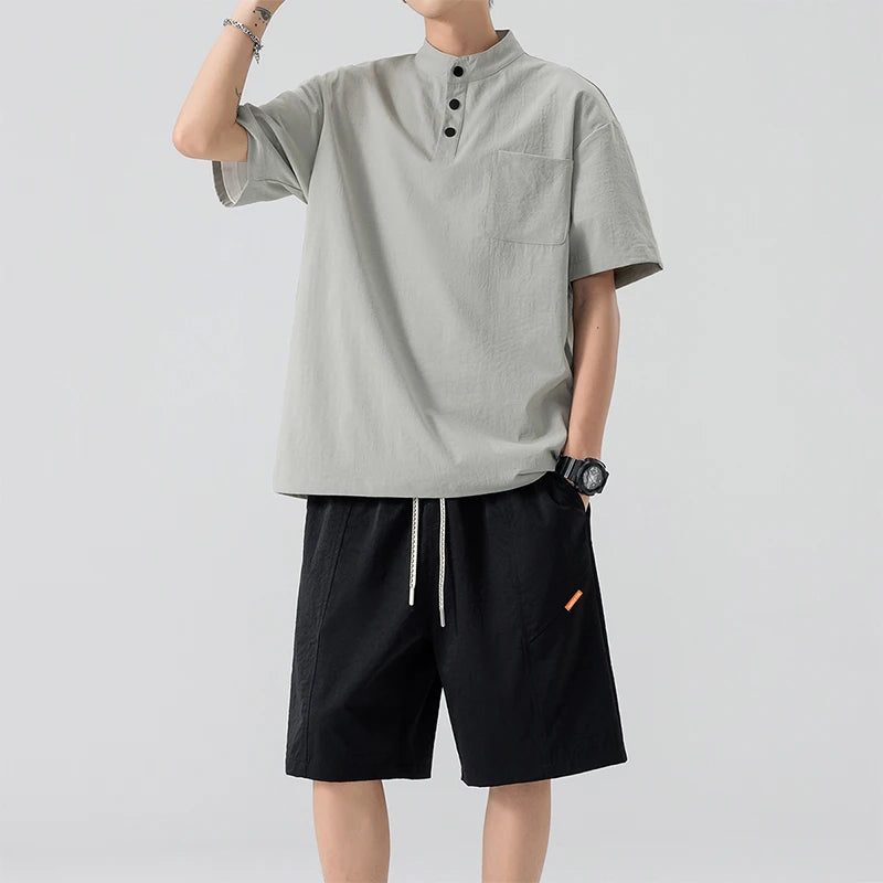 TIKALIACN Zweiteiler Sommer Kurzarm - Polyester M L