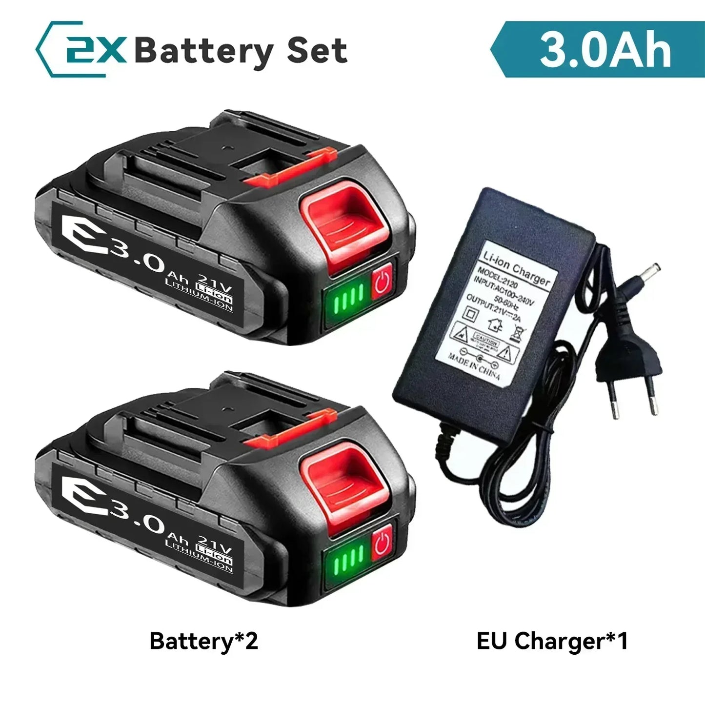 Makita 21V 6000mAh 5S2P Li-ion Battery for Power Tools Drills High Capacity Fast Charge Rechargeable with Protection Circuit