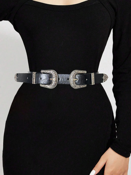 Women PU Leather Metal Double-end Waistband Y2k Fashion Elegant Street Belt Goth Punk Rock Waist Accessorie