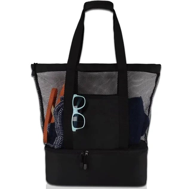Women Swimming Beach Mesh Bag Ladies Shoulder Bag Large-capacity Travel Portable Storage Bag Multifunction Handbag