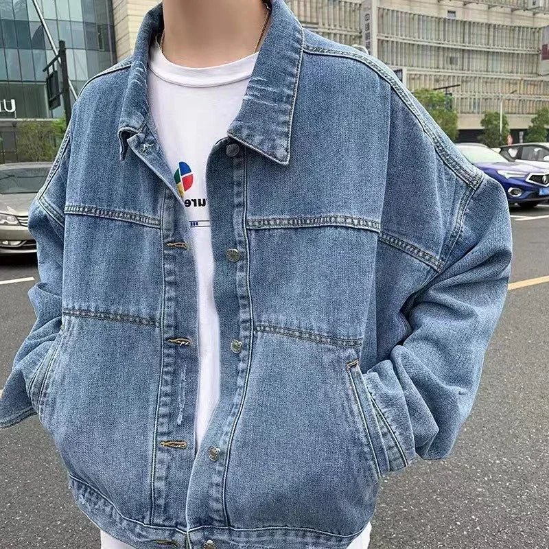 Bakorobaty Jeansjacke Einreihig Retro Locker - Blau Regular