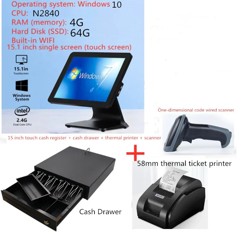 PremiumPOS Pro Touch Kassensystem - 64GB SSD 12V 15 Zoll