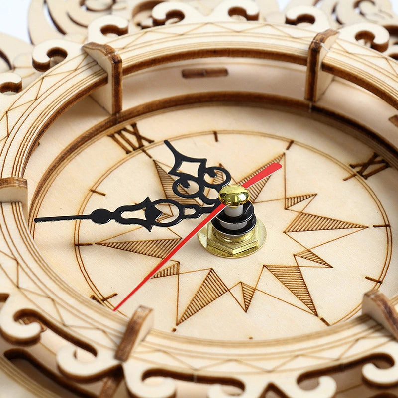 DIY Holz Wanduhr Modell Spielzeug Zusammenbau Retro Holz Bausteine Kits Für Teens Erwachsene 3D Puzzles Elektronisch Uhr Geschenk