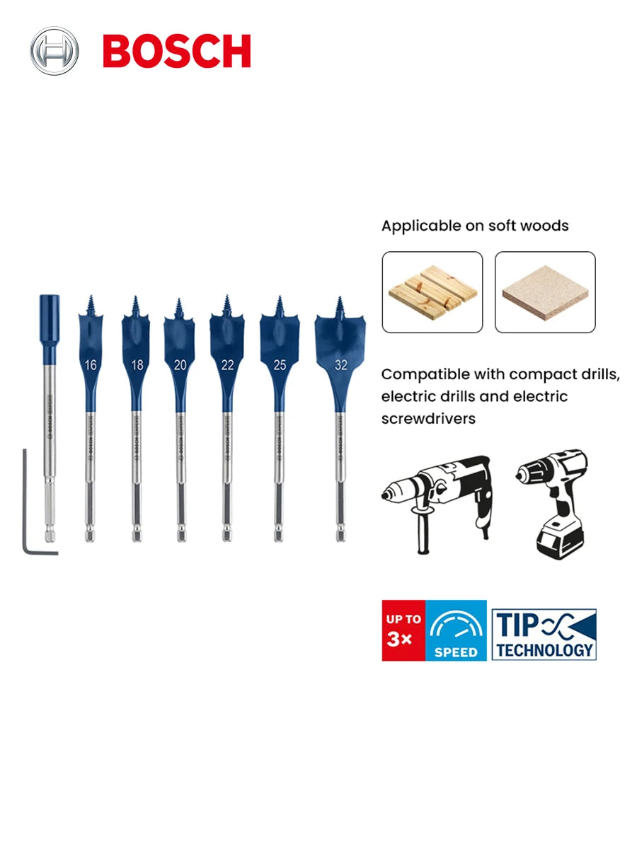 Bosch Expert Drill Bits Wood Drilling Self-tapping Thread 1/4 "HEX Shank Power Tool Accessories for Electric Screwdriver