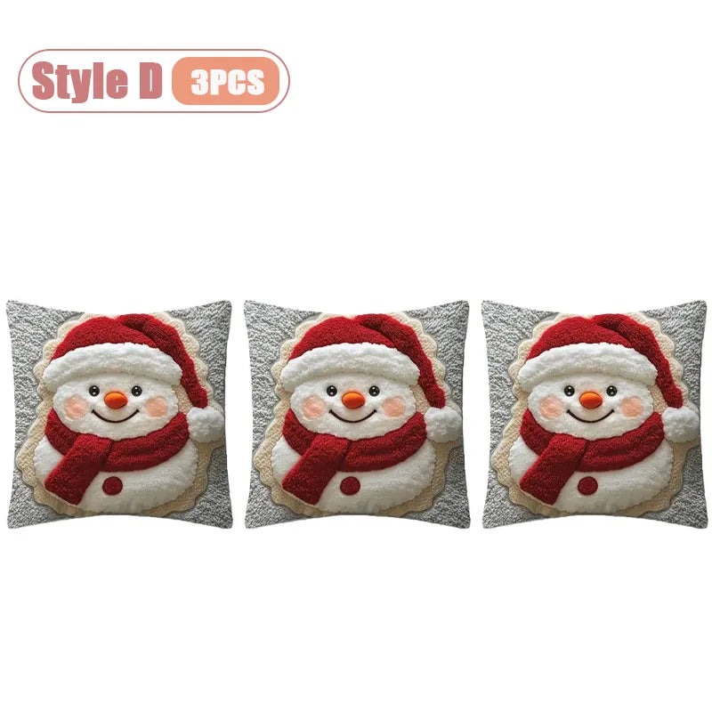 Christmas Pillow Cover Snowman and Reindeer Digital Print Sofa Cushion for Home Office and Living Room Festive Decoration