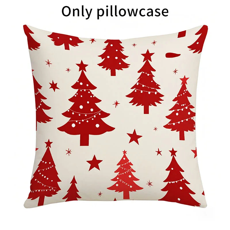 Christmas Tree Snowflake Print Pillowcase Merry Christmas Decorations Room Decor Flax Pillow Case Room Decoration Pillow Cover