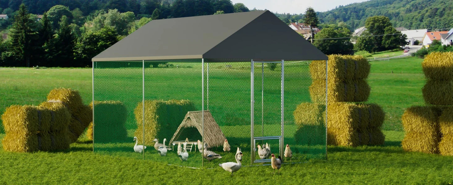 XXL XL Large Outdoor Chicken Run Coop Heavy Duty Walk-In Chicken Coop Run Cage Duck Goose Pen Fence with Lockable Door