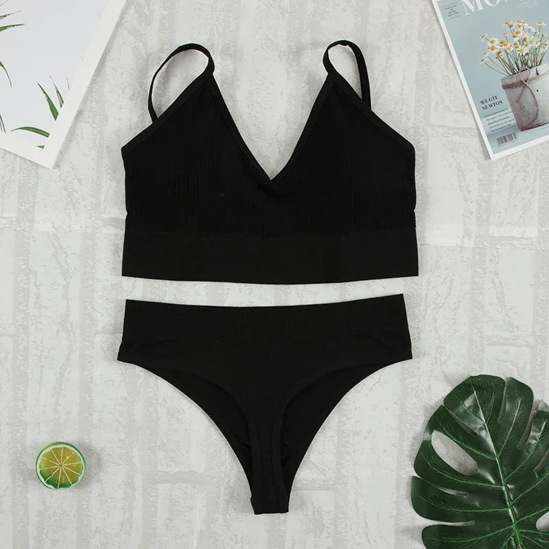 Zhejiang Bralette Gepolstert Nahtlos - 2er Set S M Polyester