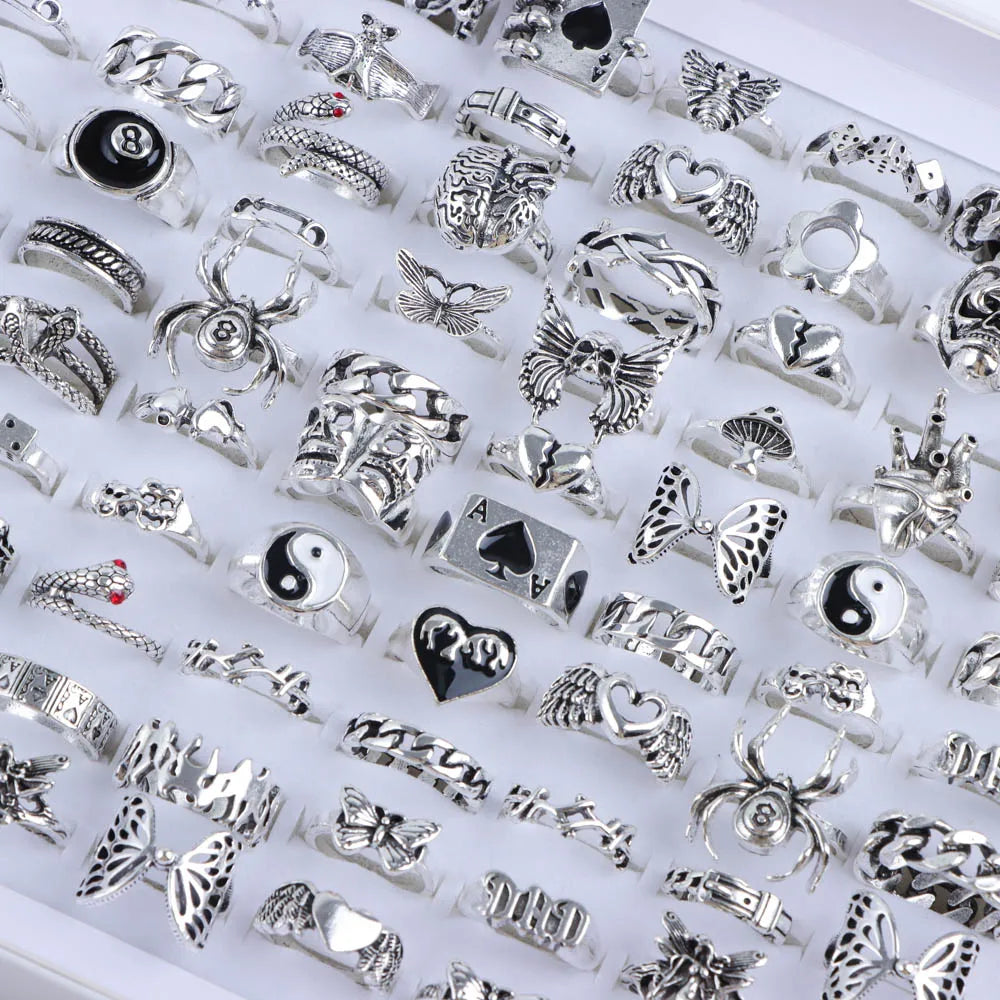 Zhang V Gui Punk Fingerring Set - 10/20/30/50 Stk Zink