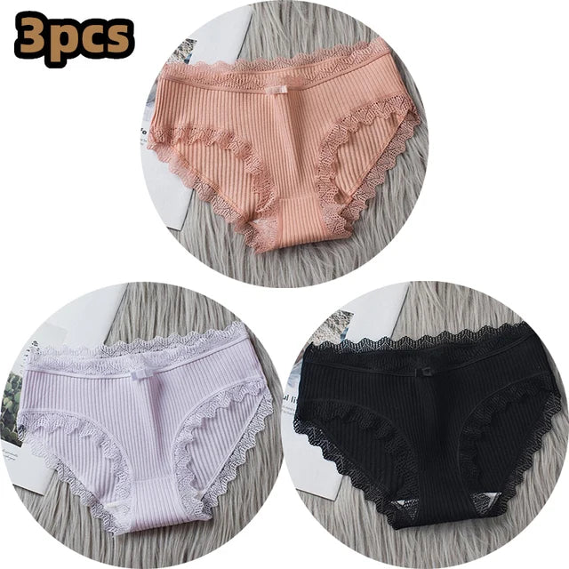 Damen Lingerie Unterwäsche mit Schleife Baumwolle Niedrig Bund Einfaches Design Komfortabel