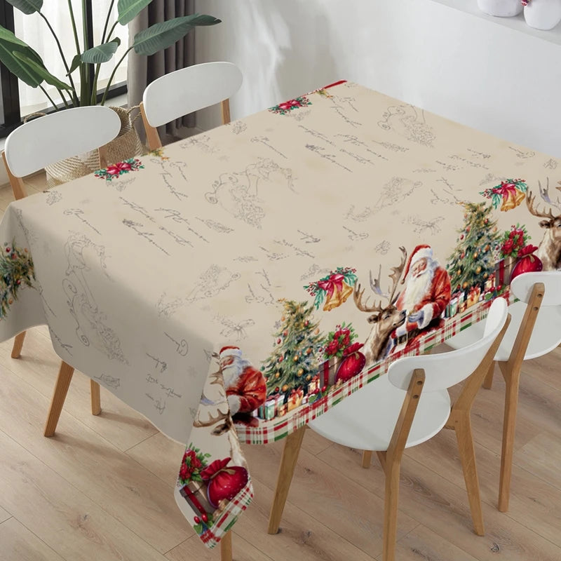 FENGRISE Weihnachtstischdecke Santa Motiv - Größe 140x180 cm Polyester