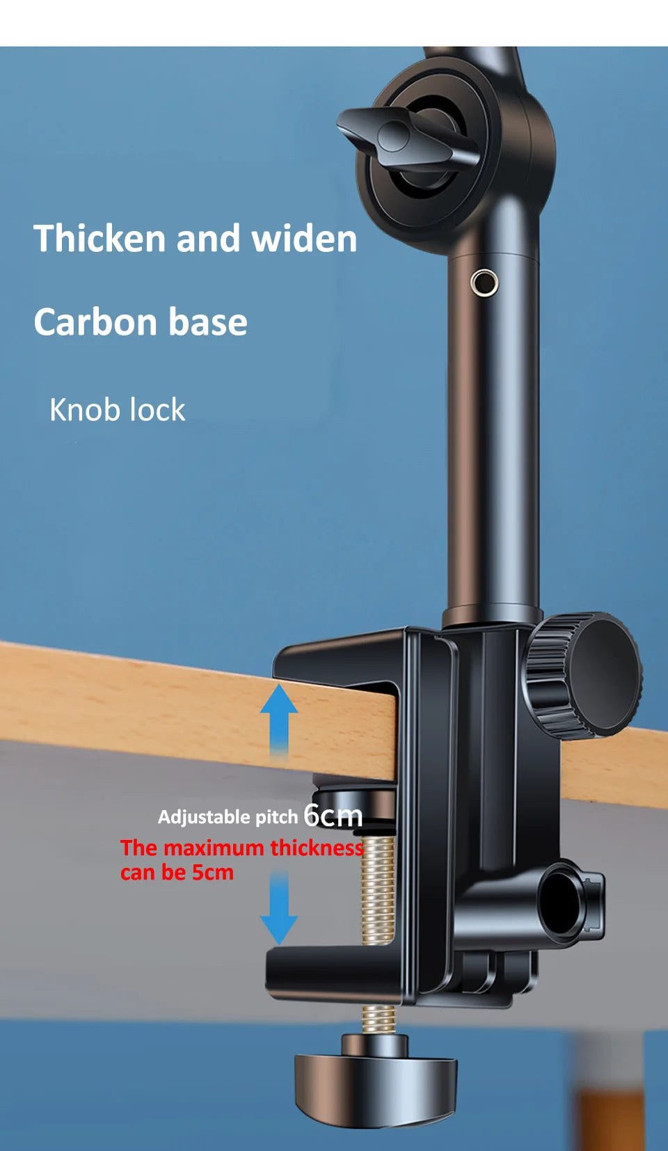 lamgool Tablet-Halterung 360° - Alu, langer Arm, 4–12,9