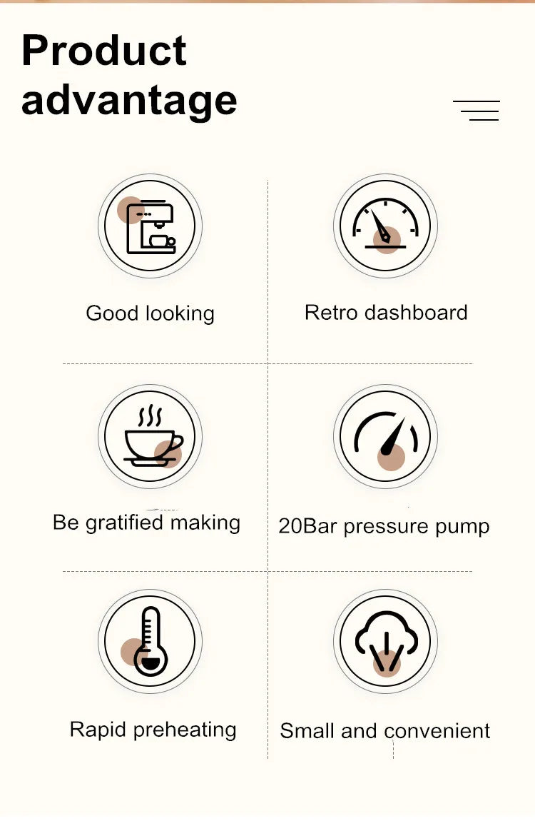 Semi-Automatic Coffee Machine Household Small Italian Concentration High Pressure Extraction Foaming Steam All-In-One Machine