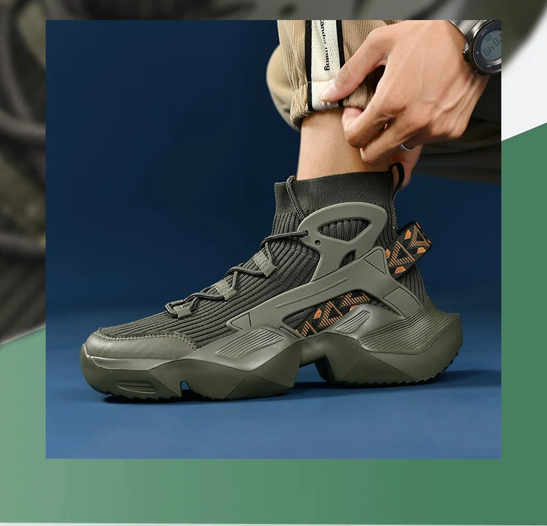 Fashion Men's Sneakers High Street Luxury Shoes Men Sock-like Comfy Sports Shoes Breathable Lightweight All-match Walking Shoes