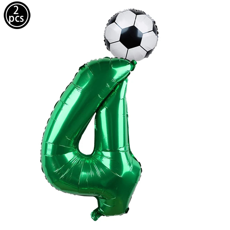 Baloane cu numere de fotbal 2025: Set folie verde 32" - Colecția Sports Party