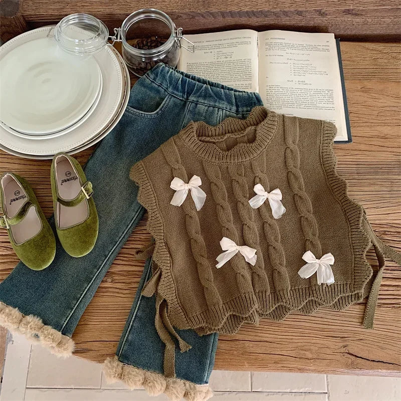 Koreanische Kinder Strickweste - Dicke Weiche Wolle Gr 1-3y