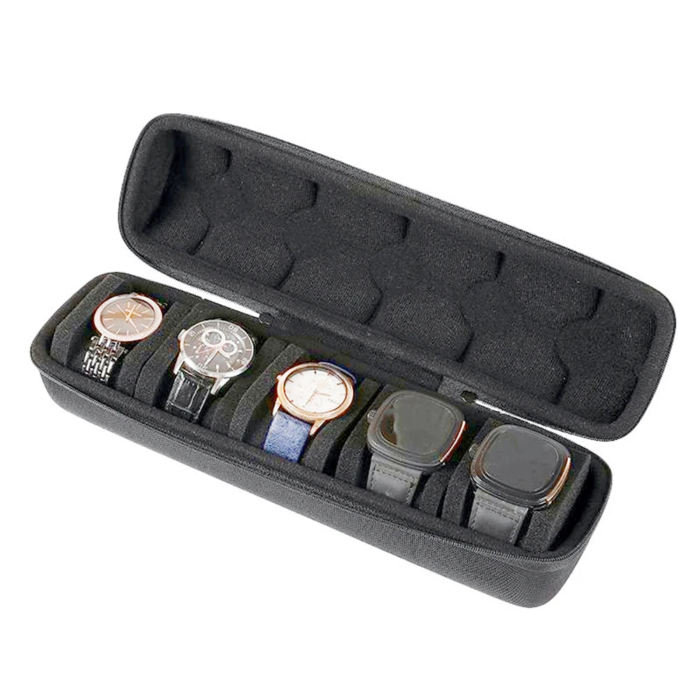 TimeSafe Rollkoffer Uhrenbox - 5 Slots Bis 61mm Schaumstoff