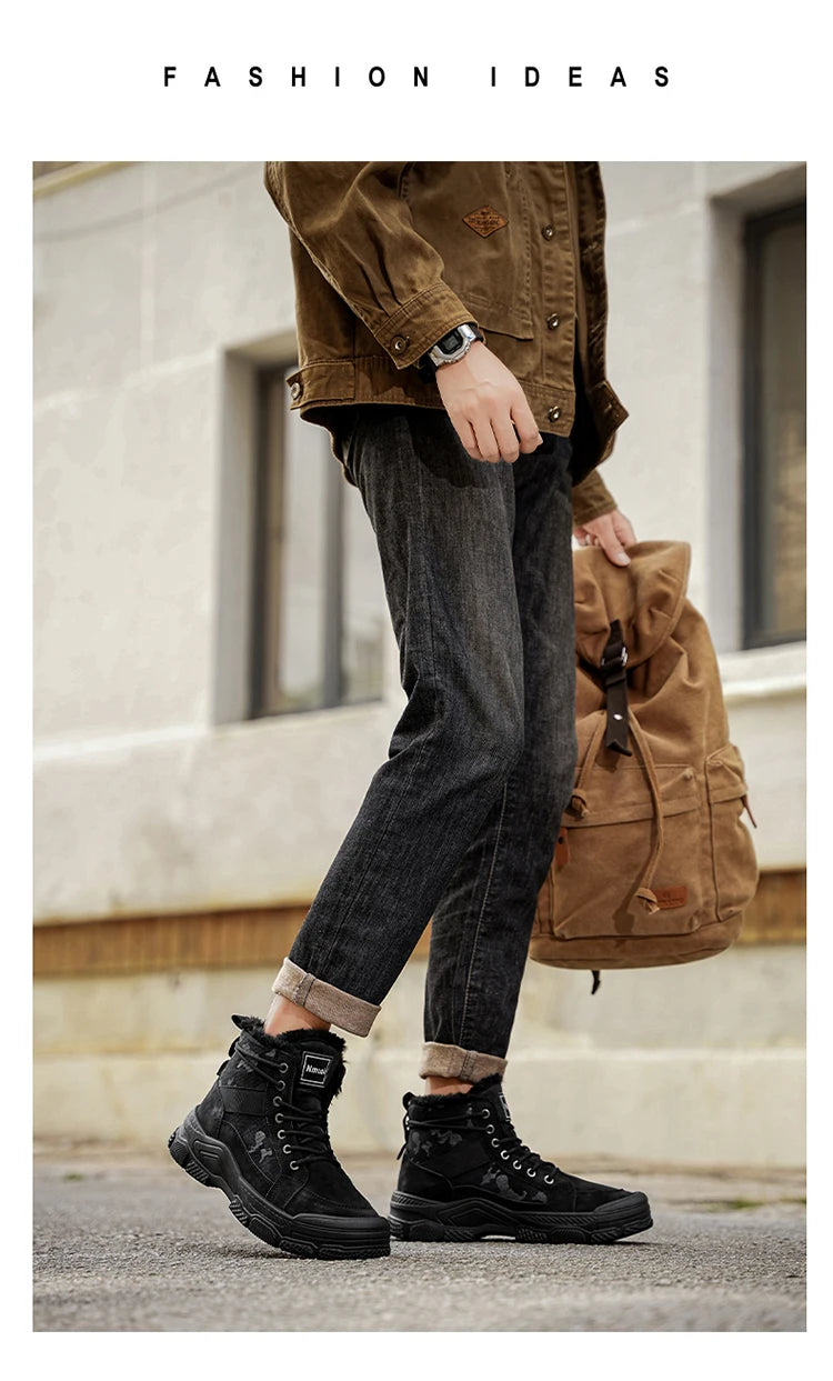 Ghete de iarnă călduroase cu căptușeală din velur Choice B2-M2299 - Mărimea EU 39-44, Toc 1-3 cm, Antiderapante