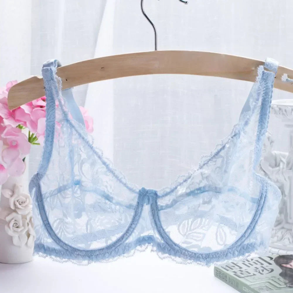 Women underwear Comfy Classic elegant Lingerie Lace Transparent elegant women's bra Solid Underwire Elastic Soft Bra Seamless calcinha