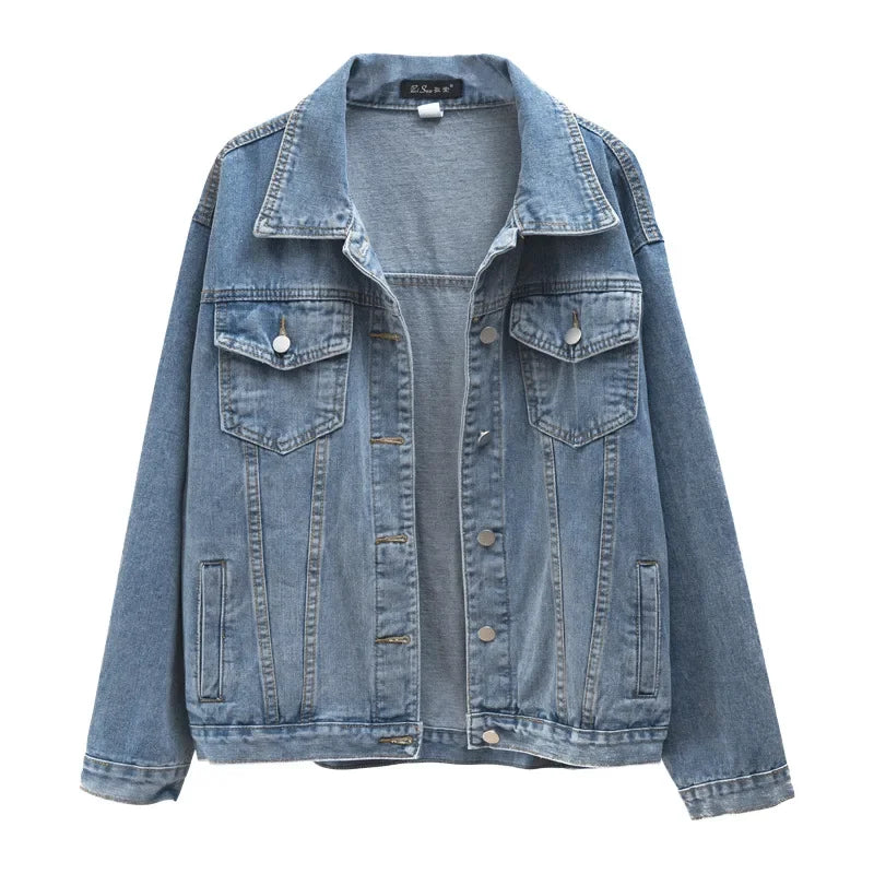 Denim Woman Jacket Winter 2024 Oversize Jean Jacket Long Sleeve Turn-down Collar Female Outerwear Fall Loose Korean Fashion