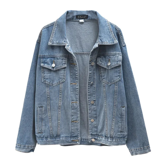 Denim Woman Jacket Winter 2024 Oversize Jean Jacket Long Sleeve Turn-down Collar Female Outerwear Fall Loose Korean Fashion