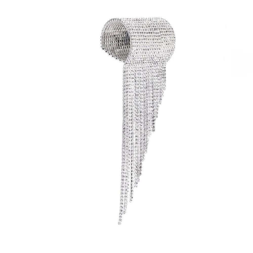 Mode Große Strass Manschette Armband Für Frauen Mädchen Funkelnd Glänzend Elegant Lange Quaste Design Bühne Party Handgelenk Schmuck