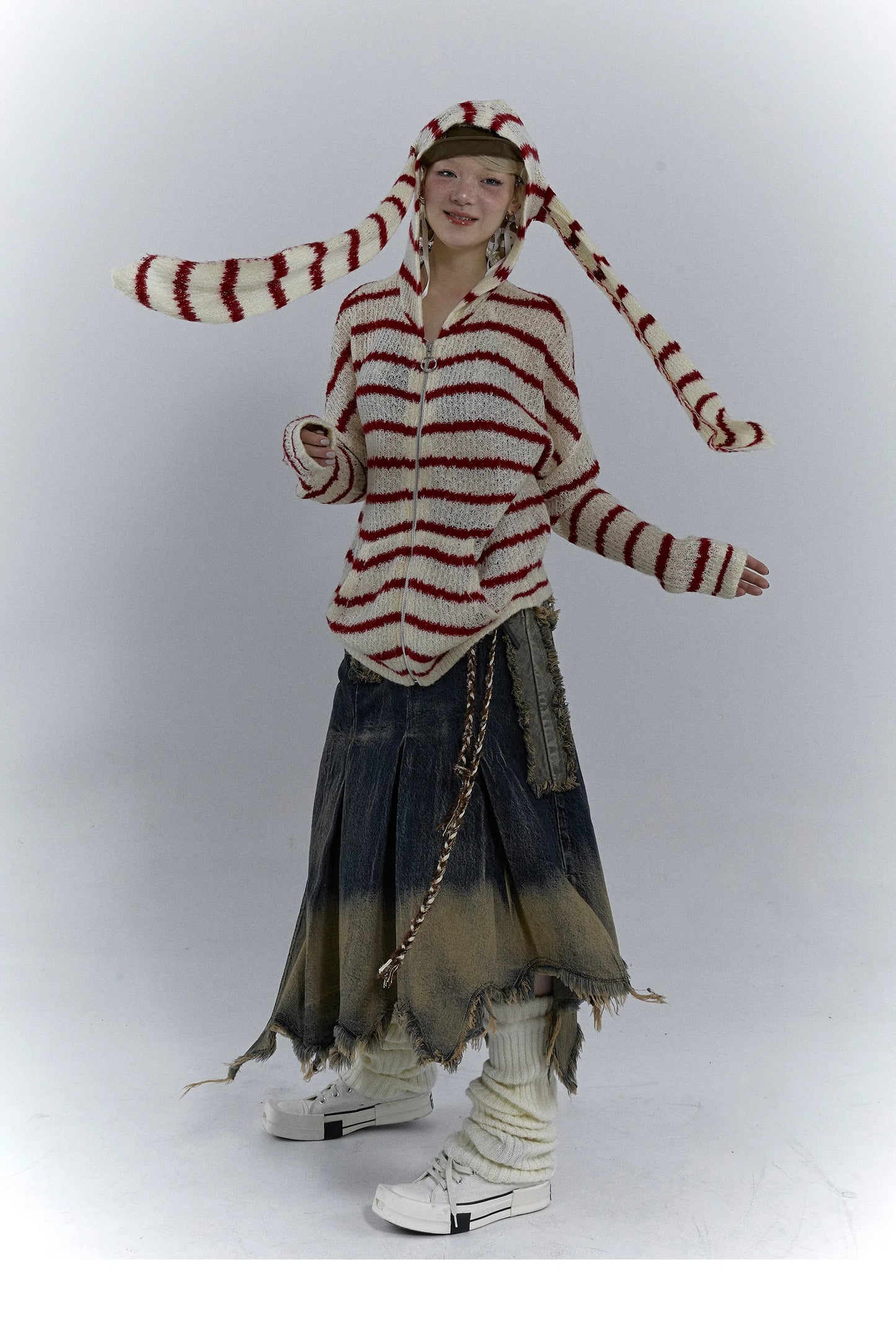 Karrcat Grunge Strickjacke Hollow Out - S/M, Vollarm