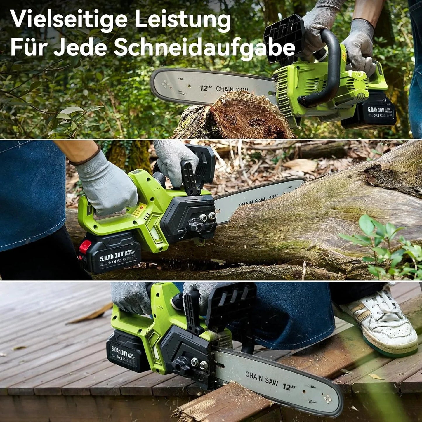 Supstable 12-Zoll Akku Säge Bürstenloser Motor - 2x5Ah, 1200W, 30cm by Golden Bridge Store