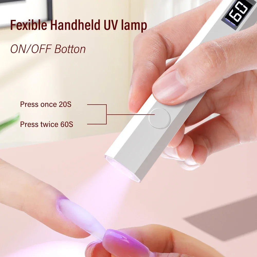 Handheld Mini UV LED Nail Lamp for Gel Polish Curing USB Rechargeable Quick Dry Portable Manicure Machine Nail Art Tool