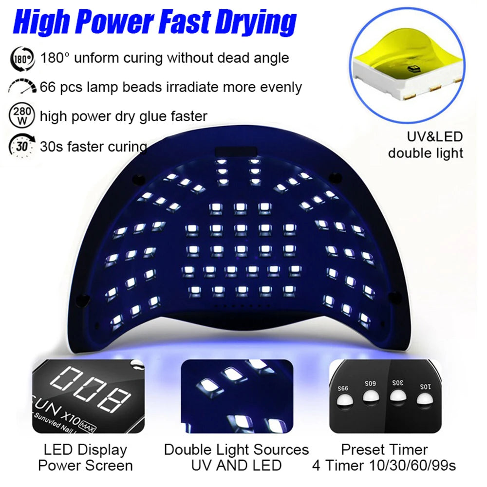 SUN X12 MAX UV LED Nail Lamp For Manicure 66 Led UV Lamp For Nails Gel Polish Dryer With Smart Sensor Professional Salon Tool