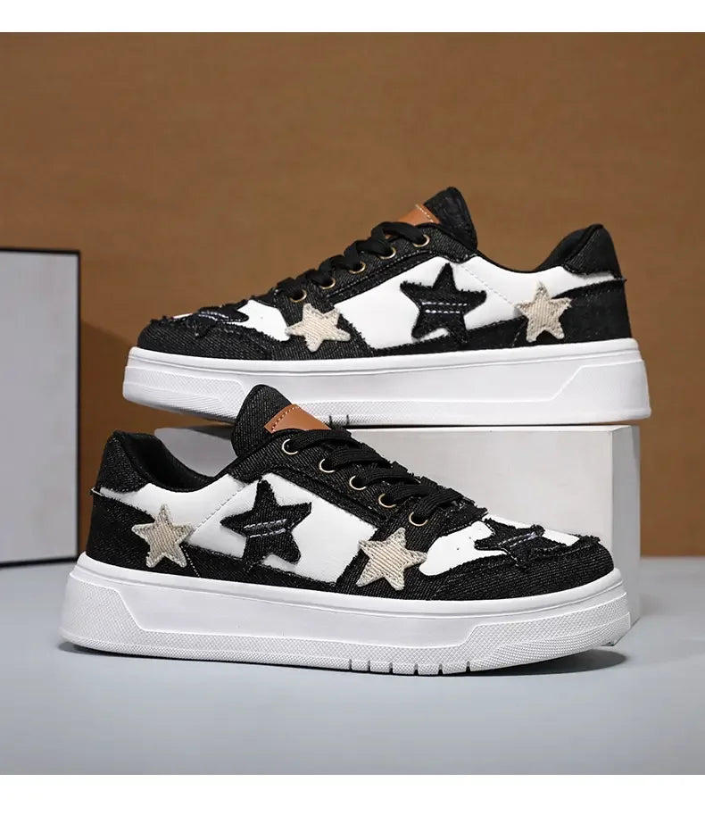 Men's Sneakers Fashion Star Skate Shoes Punk Hip Hop Style Student Sports 2 Summer All-match Non-slip Booster Casual Shoes
