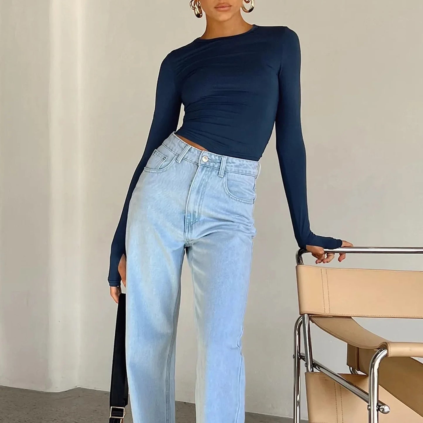 Women Long Sleeve T-Shirts Spring Autumn Slim Fit Casual Pullovers Female Streetwear O Neck Base Tops Tees Y2K Clothes T Shirt