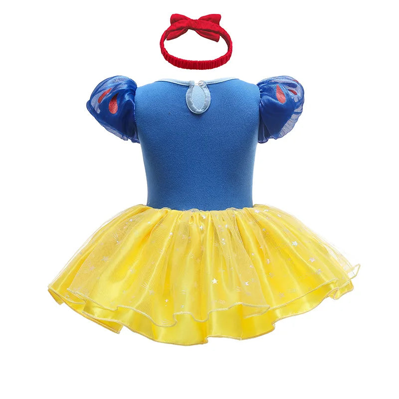 Baby Romper Infant Girl Tutu Dress Jumpsuit Headband Outfits Snow White Princess Clothes Cute Dress Halloween Party Costume